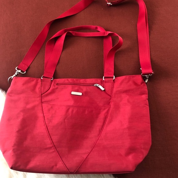 Baggallini red crossbody tote travel nylon bag